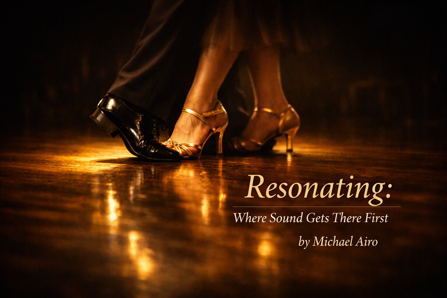 A dancer's shoes reflected in a polished floor under a single spotlight, the body moving before permission arrives, the moment behind why music gives you chills.